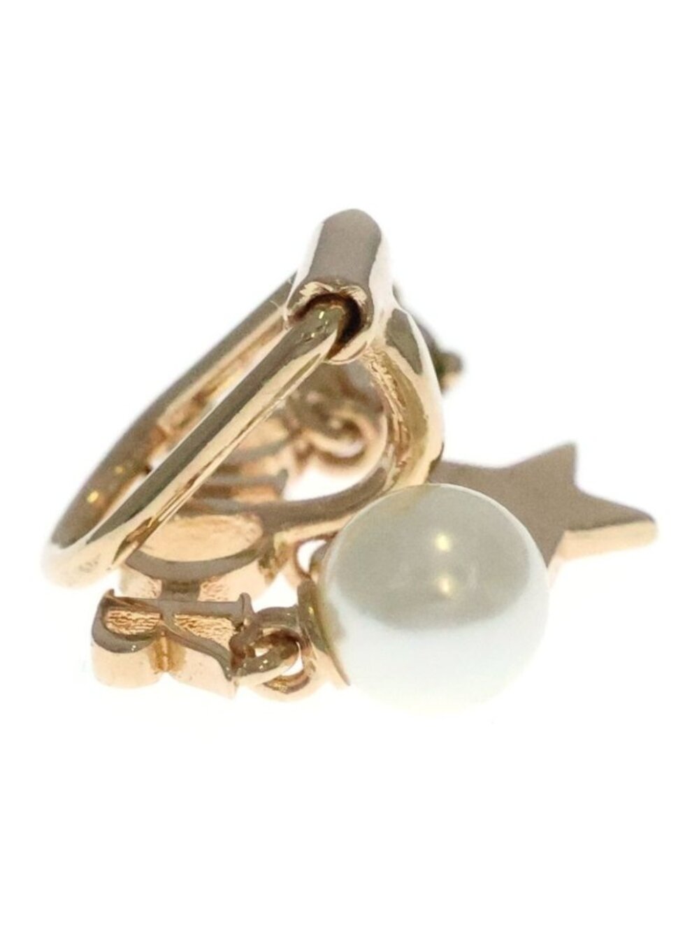 Dior Logo Earrings Gold Star Pearl - Picture 2 of 6